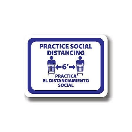Ergomat 12in x 9in RECTANGLE SIGNS Practice Social Distnacing - Bilingual English/Spanish DSV-SIGN 108 #2963 -UEN